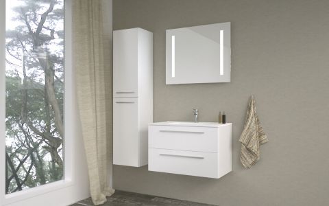 Badezimmermöbel - Set BD Rajkot, 3-teilig inkl. Waschtisch / Waschbecken, Farbe: Weiß matt