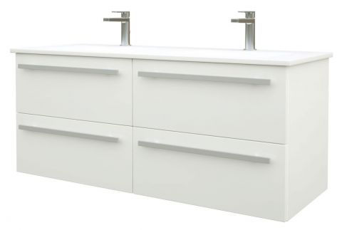 Waschtischunterschrank Bidar 46, Farbe: Weiß glänzend – 50 x 121 x 45 cm (H x B x T)