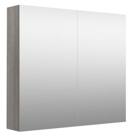 Badezimmer - Spiegelschrank Nadiad 40, Farbe: Esche Grau – 70 x 80 x 14 cm (H x B x T)