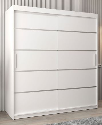 Schiebetürenschrank / Kleiderschrank Jan 04A, Farbe:  Weiß matt - Abmessungen: 200 x 180 x 62 cm ( H x B x T)