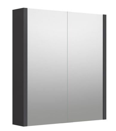 Badezimmer - Spiegelschrank Malegaon 02, Farbe: Grau matt – Abmessungen: 65 x 58 x 12 cm (H x B x T)