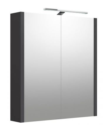 Badezimmer - Spiegelschrank Malegaon 05, Farbe: Grau matt – Abmessungen: 65 x 58 x 12 cm (H x B x T)