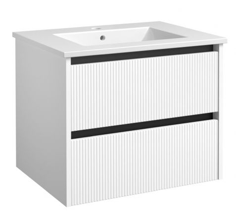 Waschtischunterschrank Malegaon 19, Farbe: Weiß matt – Abmessungen: 52 x 62 x 47 cm (H x B x T)