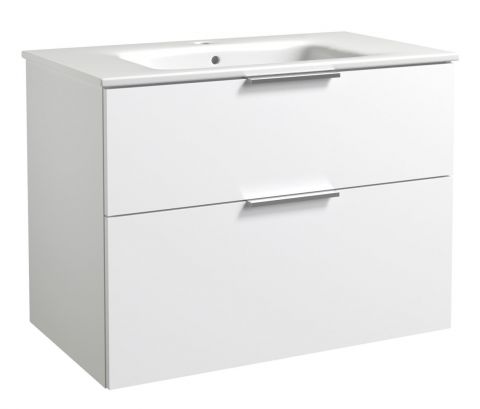 Waschtischunterschrank Ongole 12, Farbe: Weiß matt – Abmessungen: 62 x 81 x 46 cm (H x B x T)