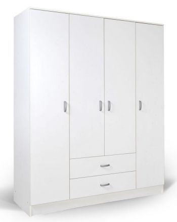 Drehtürenschrank / Kleiderschrank Sidonia 06, Farbe: Weiß - 200 x 164 x 53 cm (H x B x T)