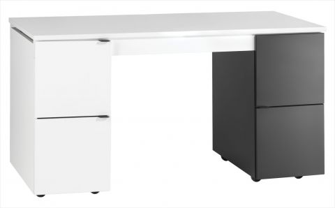 Jugendzimmer - Schreibtisch Marincho 70, Farbe: Weiß / Schwarz - Abmessungen: 80 x 138 x 65 cm (H x B x T)