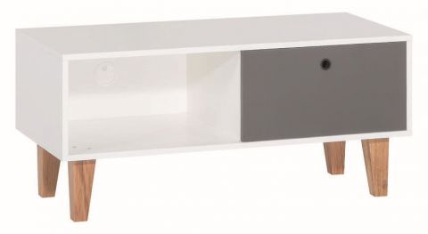 Jugendzimmer - TV-Unterschrank Syrina 10, Farbe: Weiß / Grau - Abmessungen: 47 x 103 x 45 cm (H x B x T)