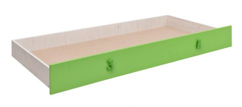Bettkasten für Bett Luis, Farbe: Eiche Weiß /  Grün - 80 x 190 cm (B x L)