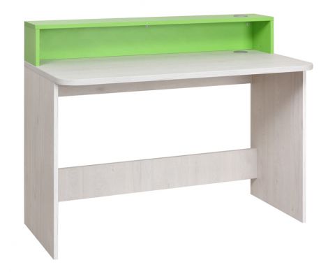 Kinderzimmer - Schreibtisch Luis 04, Farbe: Eiche Weiß / Grün - 93 x 120 x 60 cm (H x B x T)