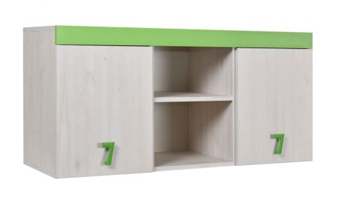 Kinderzimmer - Hängeschrank Luis 15, Farbe: Eiche Weiß / Grün - 58 x 120 x 42 cm (H x B x T)
