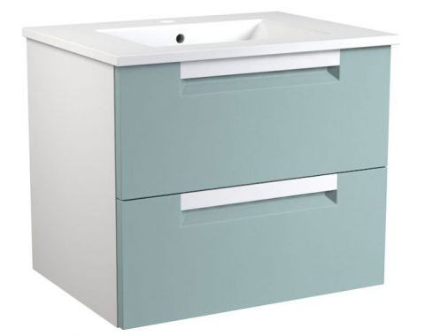 Waschtischunterschrank Purina 15, Farbe: Aquamarin / Weiß – 50 x 61 x 39 cm (H x B x T)