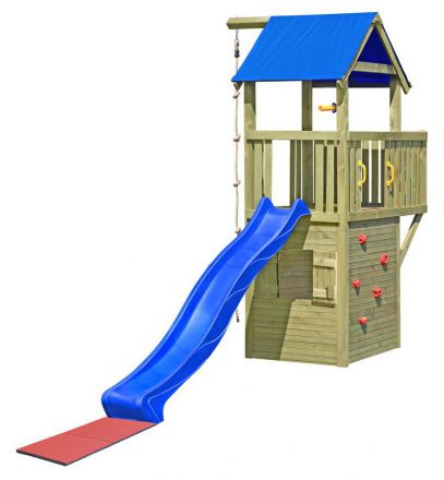 Spielturm K24 inkl. Balkon, Stauraum und Wellenrutsche FSC® - Abmessungen: 510 x 185 cm (L x B)