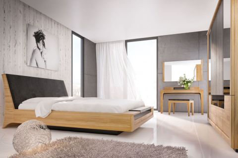 Schlafzimmer Komplett - Set N Topusko, 6-teilig, teilmassiv, Farbe: Eiche / Schwarz
