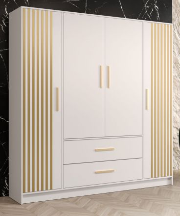 Schlichter Kleiderschrank mit genügend Stauraum Similaun 70, Farbe: Weiß matt - Abmessungen: 202 x 201 x 40 cm (H x B x T), mit 10 Fächern und zwei Schubladen