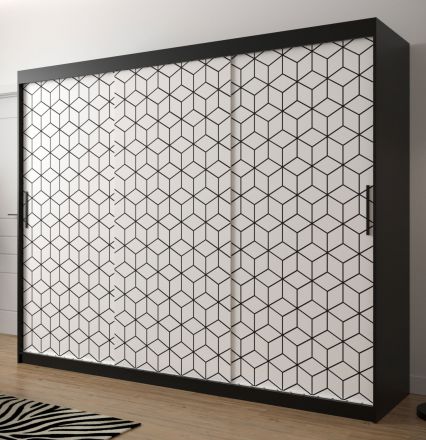 Edler Kleiderschrank mit genügend Stauraum Dom 72, Farbe: Schwarz matt / Weiß matt - Abmessungen: