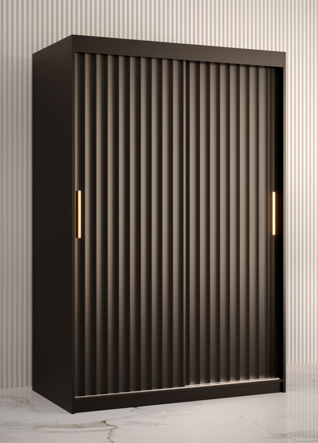 Eleganter Kleiderschrank Balmenhorn 56, Farbe: Schwarz matt - Abmessungen: 200 x 120 x 62 cm (H x B x T), mit genügend Stauraum