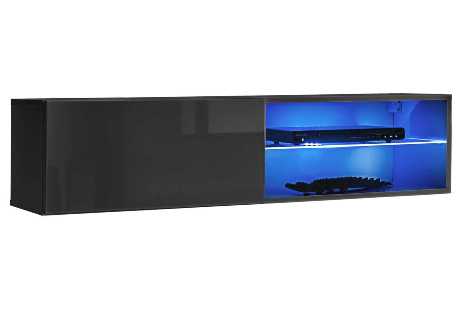 TV-Unterschrank mit LED-Beleuchtung Möllen 23, Farbe: Grau - Abmessungen: 30 x 120 x 40 cm (H x B x T), mit drei Fächern
