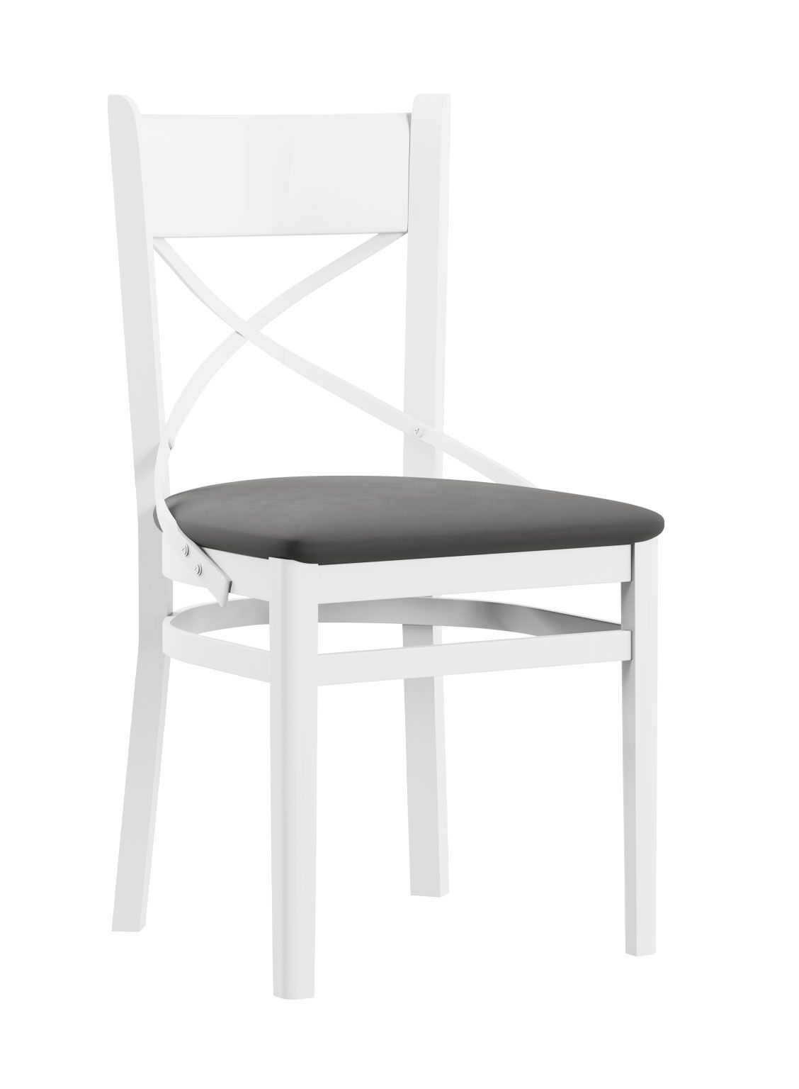 Stuhl im Klassischen Design Balmhorn 07, Buchenholz Vollholz massiv, Farbe: Kiefer Weiß / Graue Polsterung - Abmessungen: 87 x 43 x 50 cm (H x B x T)
