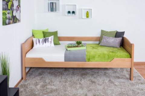 Einzelbett / Gästebett "Easy Premium Line" K1/s Voll, 90 x 200 cm Buche Vollholz massiv Natur