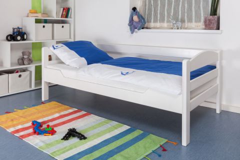 Kinderbett / Jugendbett "Easy Premium Line" K1/n Sofa, Buche Vollholz massiv weiß lackiert - Maße: 90 x 200 cm
