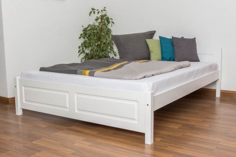 Doppelbett / Gästebett Kiefer massiv Vollholz weiß lackiert 77, inkl. Lattenrost - Abmessung 160 x 200 cm