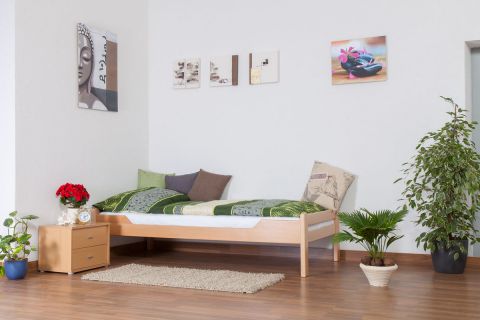 Einzelbett "Easy Premium Line" K1/1n, Buche Vollholz massiv Natur - Maße: 90 x 190 cm
