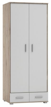 Drehtürenschrank / Kleiderschrank Kavieng 21, Farbe: Eiche / Weiß - Abmessungen: 200 x 80 x 60 cm (H x B x T)
