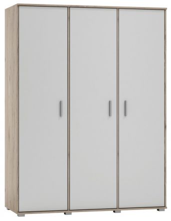Drehtürenschrank / Kleiderschrank Kavieng 06, Farbe: Eiche / Weiß - Abmessungen: 200 x 150 x 60 cm (H x B x T)