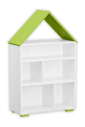 Kinderzimmer - Bücherregal Daniel 01, Farbe: Weiß / Grün - 117 x 83 x 30 cm (H x B x T)