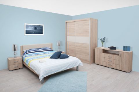 Schlafzimmer Komplett - Set D Bermeo, 5-teilig, Farbe: Eiche Braun / Creme