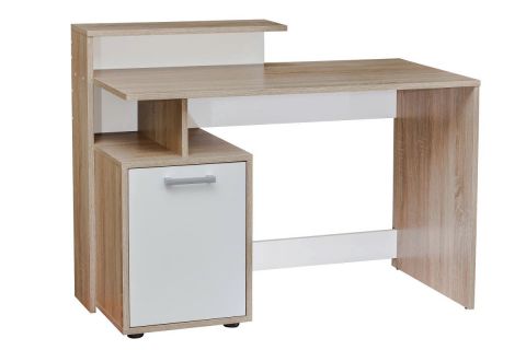 Schreibtisch Palpala 09, Farbe: Eiche Sonoma / Weiß - 75 x 113 x 56 cm (H x B x T)