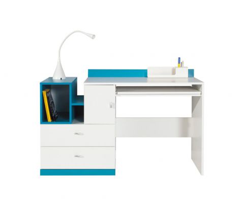 Jugendzimmer - Schreibtisch "Geel" 11, Weiß / Türkis - Abmessungen: 83 x 130 x 55 cm (H x B x T)