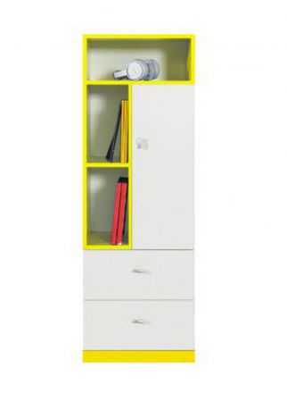 Jugendzimmer - Schrank "Geel" 28, Weiß / Gelb - Abmessungen: 135 x 45 x 40 cm (H x B x T)