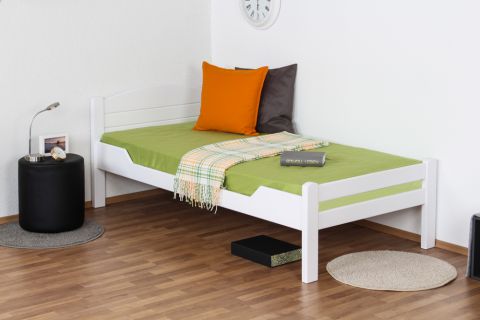Einzelbett / Gästebett "Easy Premium Line" K1/ Voll, 90 x 190 Buche weiß lackiert