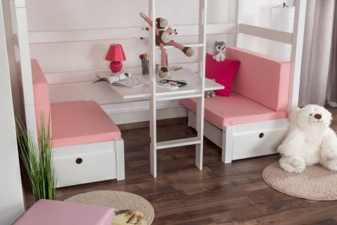Sitzkissen 2er-Set für Kinderbett / Etagenbett / Funktionsbett Tim - Farbe: Rosa