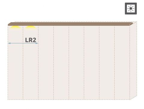 Oberer LED-Rahmen für Drehtürenschrank / Kleiderschrank Gataivai und Anbaumodule, Farbe: Walnuss - Breite: 92 cm