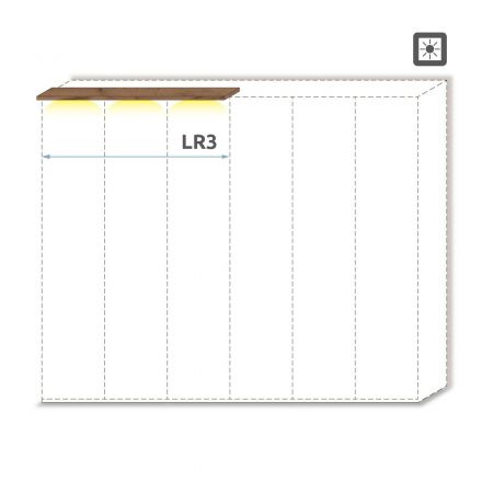 Oberer LED-Rahmen für Drehtürenschrank / Kleiderschrank Manase 15 und Anbaumodule, Farbe: Eiche Braun - Breite: 152 cm