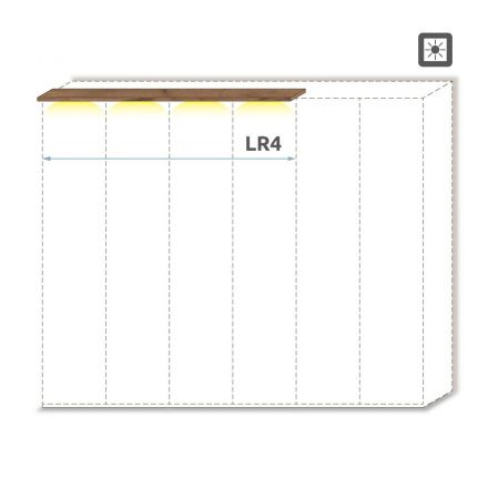 Oberer LED-Rahmen für Drehtürenschrank / Kleiderschrank Manase 15 und Anbaumodule, Farbe: Eiche Braun - Breite: 202 cm