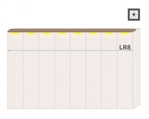 Oberer LED-Rahmen für Drehtürenschrank / Kleiderschrank Gataivai und Anbaumodule, 2er Set, Farbe: Walnuss - Breite: 181 cm