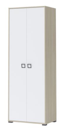 Drehtürenschrank / Kleiderschrank 17, Farbe: Esche / Weiß - Abmessungen: 236 x 84 x 56 cm (H x B x T)