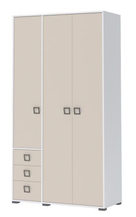 Drehtürenschrank / Kleiderschrank 19, Farbe: Weiß / Creme - Abmessungen: 236 x 126 x 56 cm (H x B x T)
