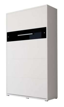 Schrankbett Namsan 02 vertikal, Farbe: Weiß matt / Schwarz glänzend - Liegefläche: 120 x 200 cm (B x L)