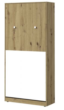 Schrankbett  Sirte 15 vertikal, Farbe: Eiche / Weiß matt - Liegefläche: 90 x 200 cm (B x L)