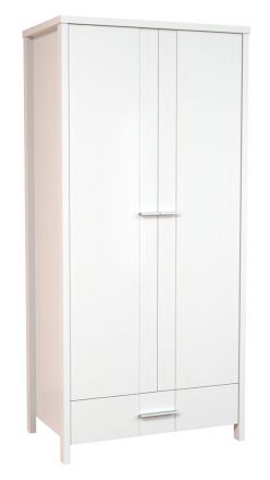 Drehtürenschrank / Kleiderschrank Caesio 01, massiv, Farbe: Weiß - Abmessungen: 191 x 90 x 55 cm (H x B x T)