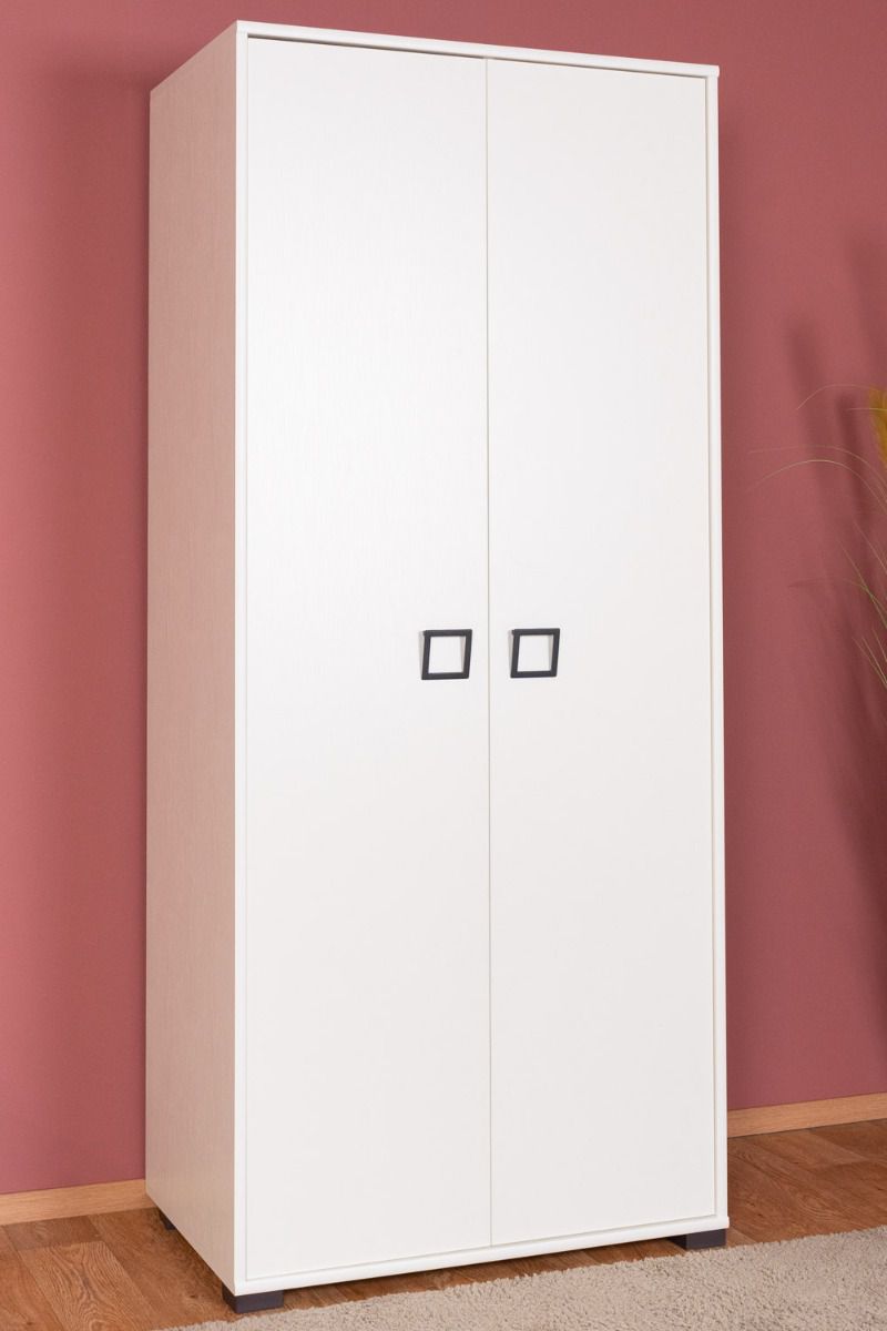 Kinderzimmer - Drehtürenschrank / Kleiderschrank Benjamin 12, Farbe: Weiß - Abmessungen: 198 x 84 x 56 cm (H x B x T)