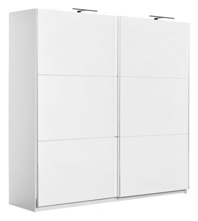 Schiebetürenschrank / Kleiderschrank Sabadell 11, Farbe: Weiß / Weiß Hochglanz - 222 x 229 x 64 cm (H x B x T)