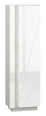 Schrank Antioch 02, Farbe: Weiß Glanz / Hellgrau - Abmessungen: 201 x 60 x 40 cm (H x B x T), mit 1 Tür und 5 Fächern