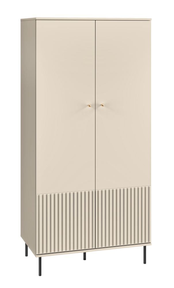 Kleiderschrank mit viel Stauraum Petkula 01, Farbe: Beige hell - Abmessungen: 190 x 92 x 53 cm (H x B x T), mit 2 Türen und 2 Fächern