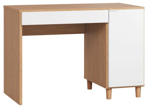 Schreibtisch Arbolita 05, Farbe: Eiche / Weiß - Abmessungen: 78 x 110 x 57 cm (H x B x T)