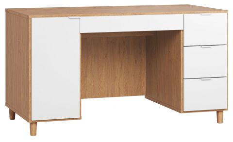 Schreibtisch Arbolita 06, Farbe: Eiche / Weiß - Abmessungen: 78 x 140 x 67 cm (H x B x T)